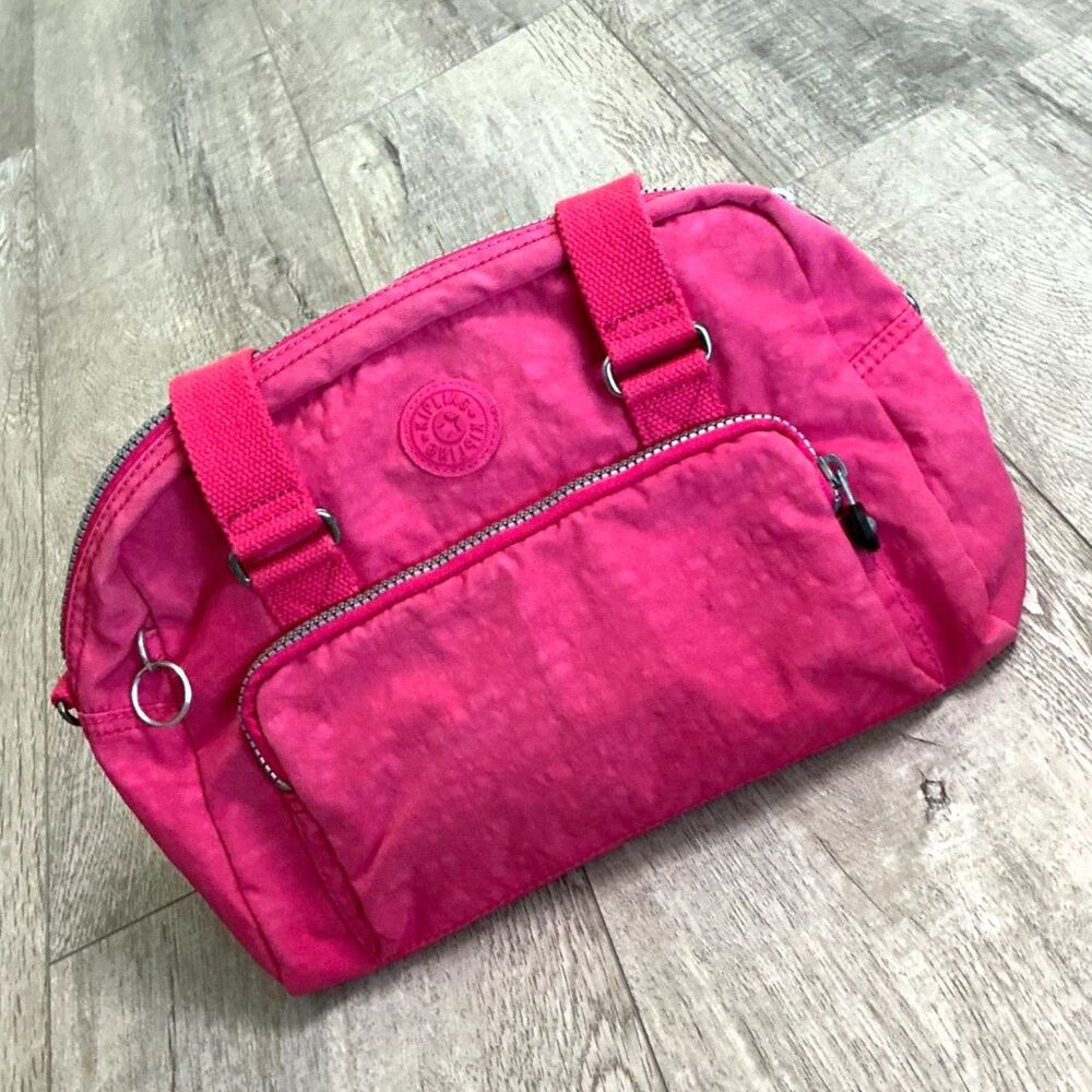 Kipling Dania HB6602 Hot Pink Nylon Satchel Handbag Tote Used